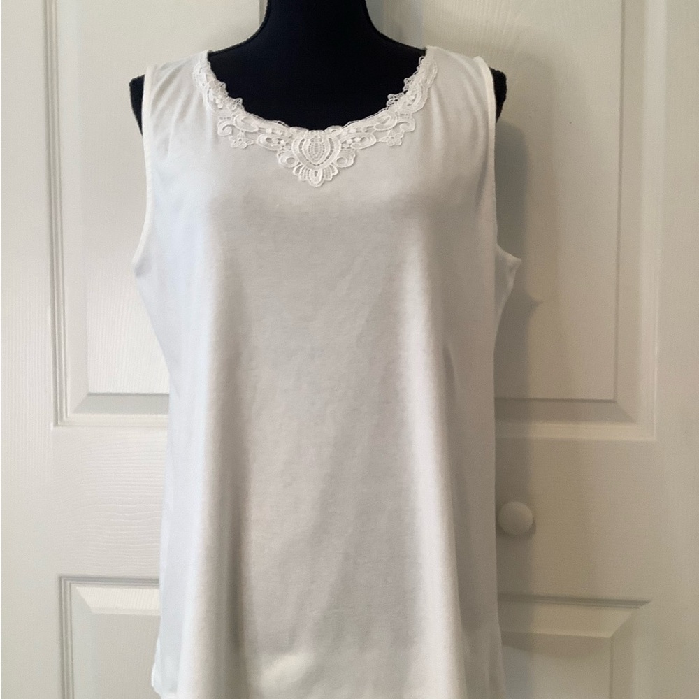 White Stag White Lace-Trim Sleeveless Tank